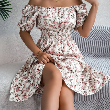 Ruffled Hem Floral Puff Sleeve Dress - Image 17