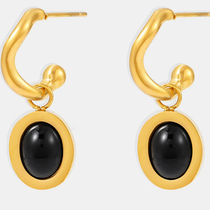 Stainless Steel Oval Drop Earrings - Image 5