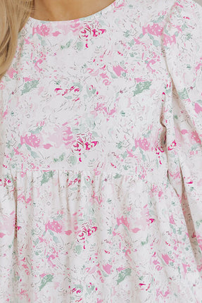 Printed Round Neck Long Sleeve Blouse - Image 6