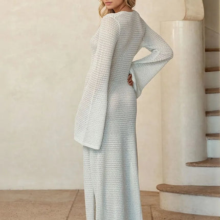 Slit Plunge Flare Sleeve Cover-Up Dress - Image 2