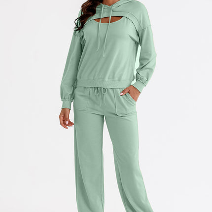 Cutout Drawstring Hoodie and Joggers Active Set - Image 2
