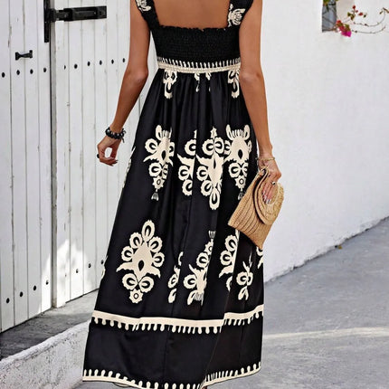 Smocked Printed Wide Strap Maxi Dress - Image 5