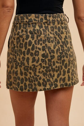 Annie Wear Leopard Denim Mini Skirt - Image 2