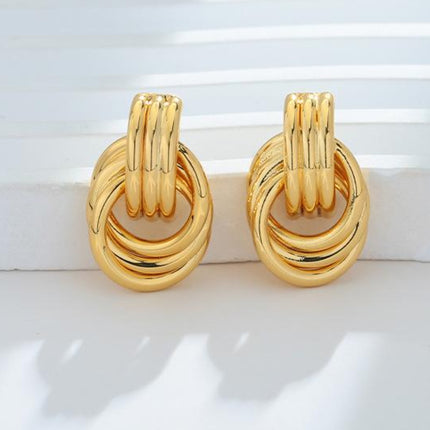 Gold-Plated Knotted Stud Earrings - Image 2