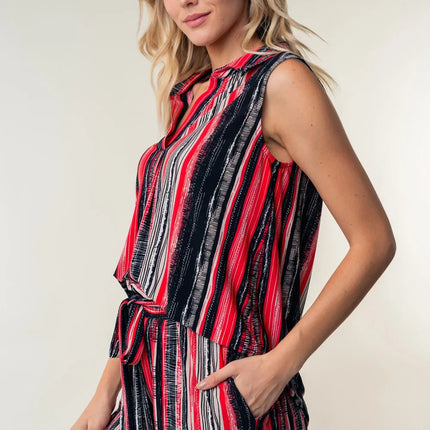 White Birch Full Size High Waisted Striped Shorts - Image 5