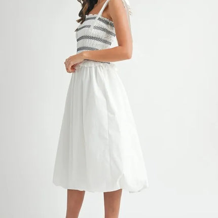MABLE Smocked Bodice Bubble Midi Dress - Image 5