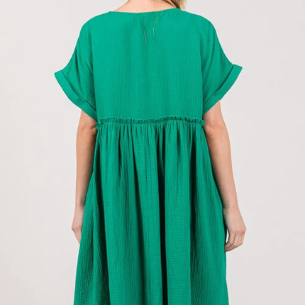 SAGE + FIG Full Size Button Up Short Sleeve Dress - Image 2