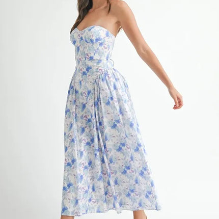 MABLE Sweetheart Neckline Floral Printed Midi Dress - Image 3