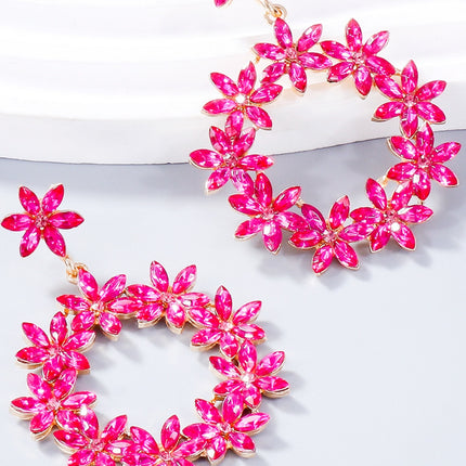 Rhinestone Flower Dangle Earrings - Image 8