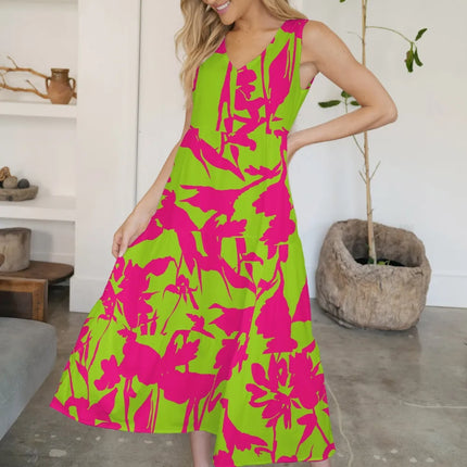 FAM-FAM Tiered Printed V-Neck Sleeveless Dress - Image 4