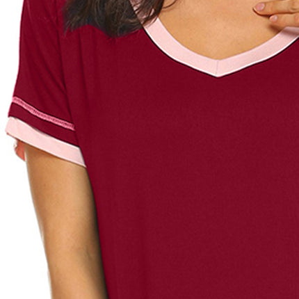 Contrast Trim Short Sleeve Lounge Dress - Image 13