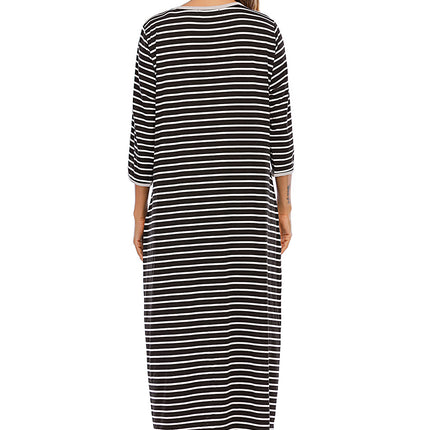 Round Neck Three-Quarter Sleeve Midi Night Dress - Image 18