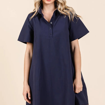 Mittoshop Poplin Collar Pleated Back Mini Dress - Image 4