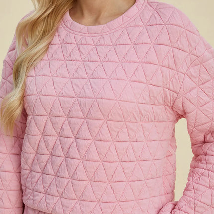 Double Take Full Size Texture Round Neck Long Sleeve Top and Shorts Set - Image 7