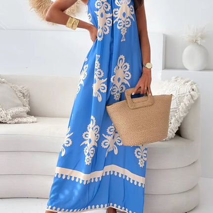 Printed Spaghetti Strap Sleeveless Maxi Dress - Image 4