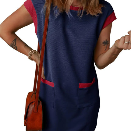 Round Neck Cap Sleeve Mini Dress - Image 3