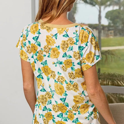 BiBi Rose Print Thermal Neck Binding Dolman Sleeves Top - Image 6