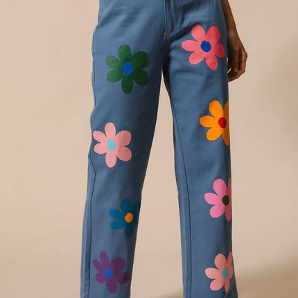 BiBi Flower Print Straight Legs Pants - Image 4