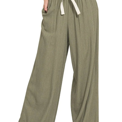 Zenana Linen Drawstring Pants - Image 1