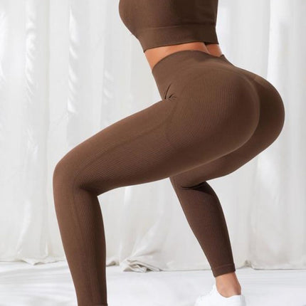 V-Neck Crop Top and High Waistband Long Active Pants - Image 2