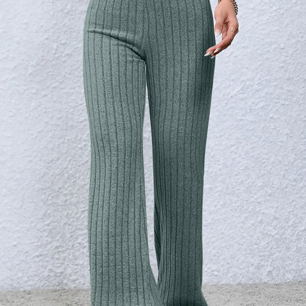 Basic Bae Full Size Ribbed High Waist Flare Pants - Image 16