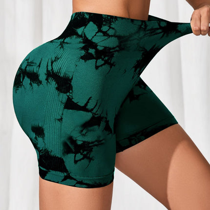 Tie-Dye High Waist Active Shorts - Image 1