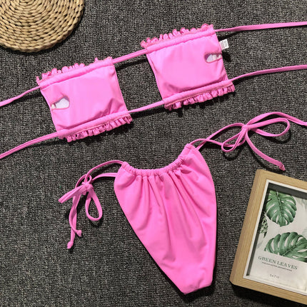 Frill Trim Ruched Bikini Set - Image 18
