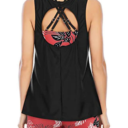 Cutout Printed Round Neck Three-Piece Swim Set - Image 14