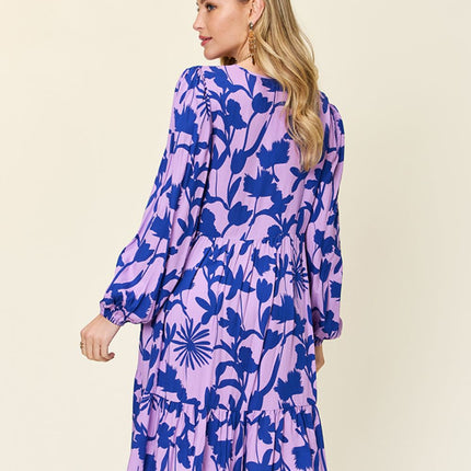 Double Take Full Size Printed Ruffle Hem Dress with Pocket - Image 13
