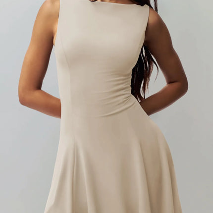 High-Low Round Neck Sleeveless Dress - Image 13
