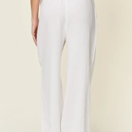 Double Take Full Size Texture Drawstring Wide Leg Pants - Image 6