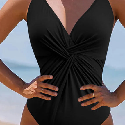 Twisted Crisscross V-Neck One-Piece Swimwear - Image 1