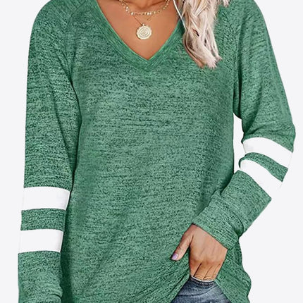 Striped Contrast Raglan Sleeve Top - Image 13