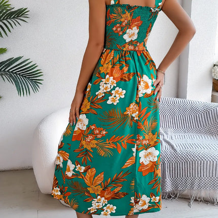 Smocked Floral Tie Shoulder Midi Dress - Image 11