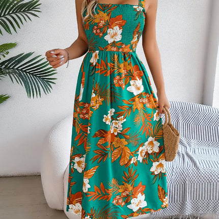 Smocked Floral Tie Shoulder Midi Dress - Image 12