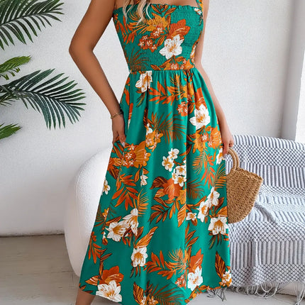 Smocked Floral Tie Shoulder Midi Dress - Image 13