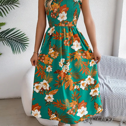 Smocked Floral Tie Shoulder Midi Dress - Image 14