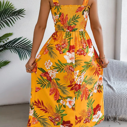 Smocked Floral Tie Shoulder Midi Dress - Image 8