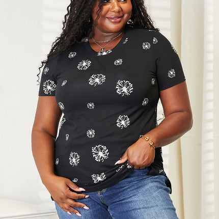 Double Take Dandelion Print Round Neck T-Shirt - Image 3