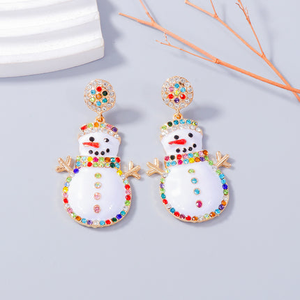 Alloy Rhinestone Snowman Earrings - Image 2