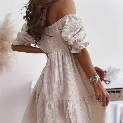 Full Size Ruffled Off-Shoulder Short Sleeve Dress - Image 13