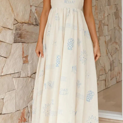 Cutout Back Printed Square Neck Maxi Cami Dress - Image 20