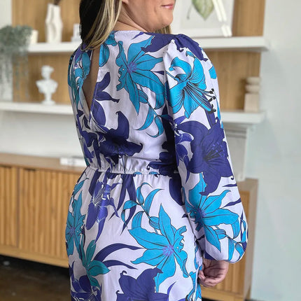 Double Take Full Size Floral Long Sleeve Romper with Pockets - Image 7