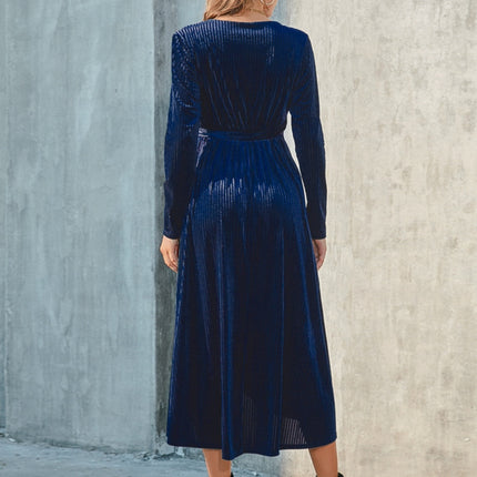 Tie Front Long Sleeve Slit Dress - Image 9