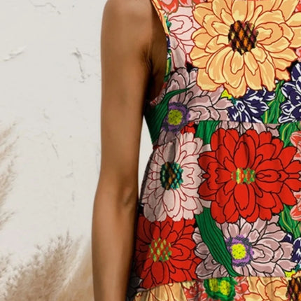 FAM-FAM Tiered Printed Round Neck Sleeveless Dress - Image 12