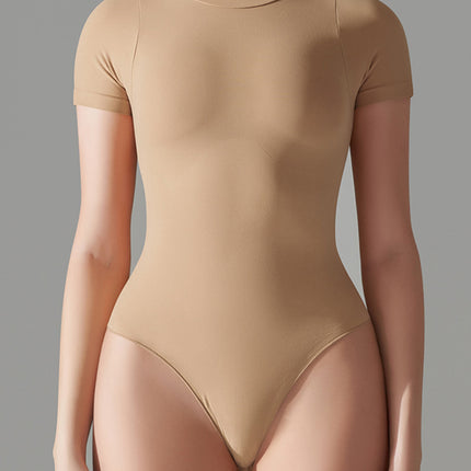 Round Neck Short Sleeve Active Bodysuit - Image 22