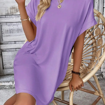 Round Neck Short Sleeve Mini Dress - Image 18