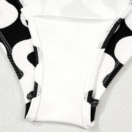 Tied Front Contrast Striped One-Piece Swimsuit - Image 8