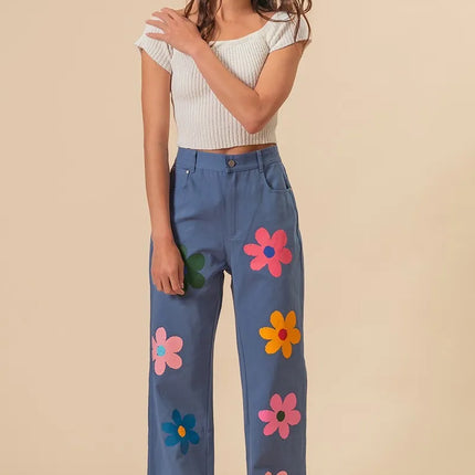 BiBi Flower Print Straight Legs Pants - Image 8