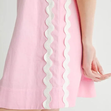 MABLE Linen Mix Side Ric Rac A-Line Mini Dress - Image 13